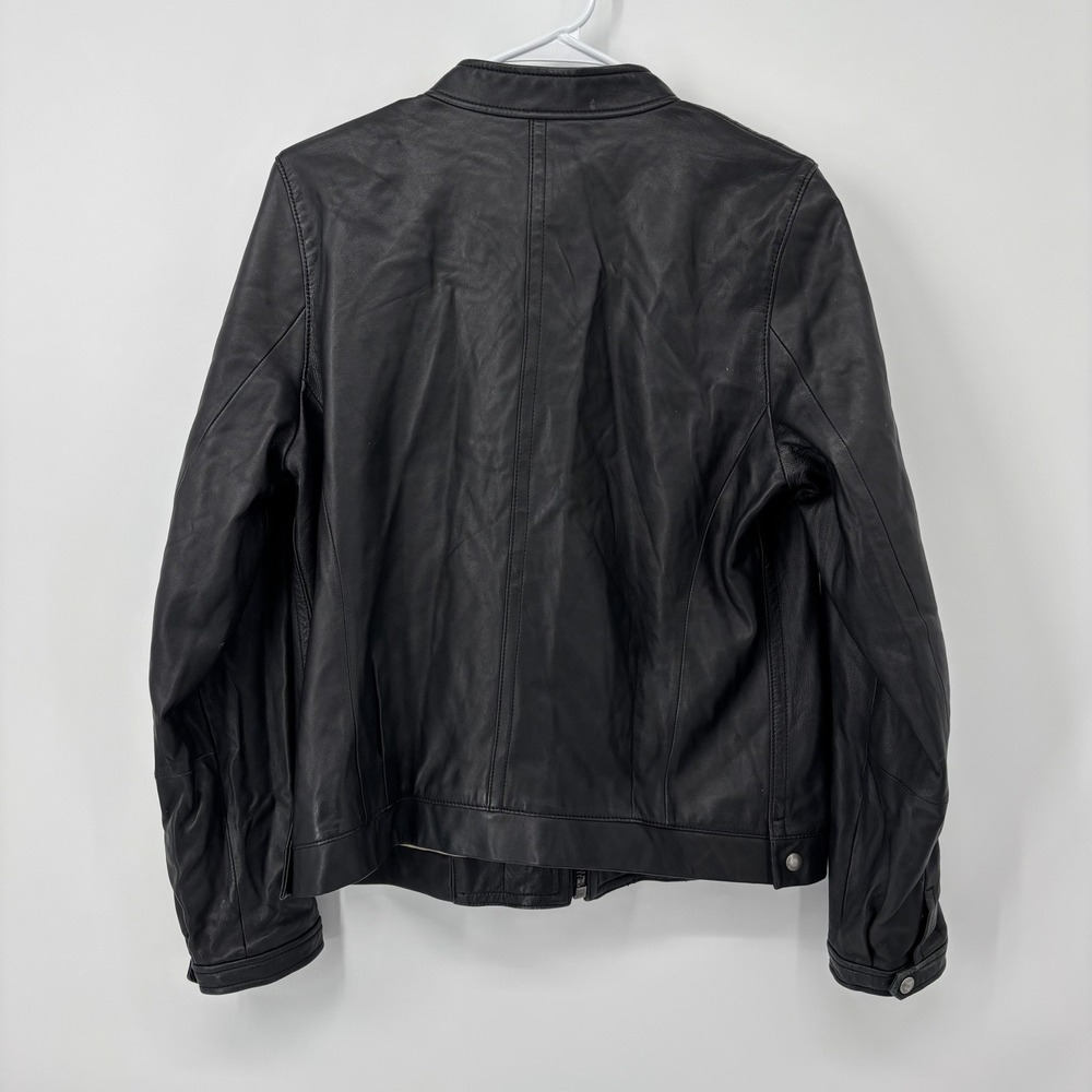 Coach Black Genuine Leather Jacket Men's Size Large Full Zip Moto Biker Rock - Picture 2 of 6